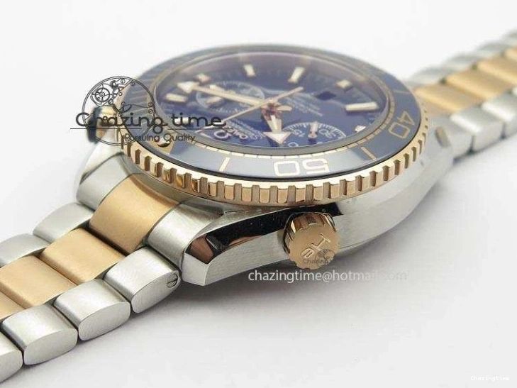 1224 FlexibleFit Seamaster Professional Chrono SS RG Blue Ceramic Blue Dial On SS RG Bracelet A 8211